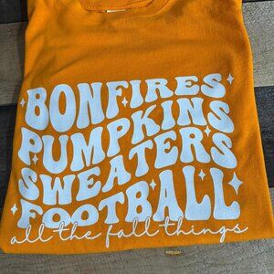 Size M - Bonfires, Pumpkins, Sweaters & Football Tee - $20